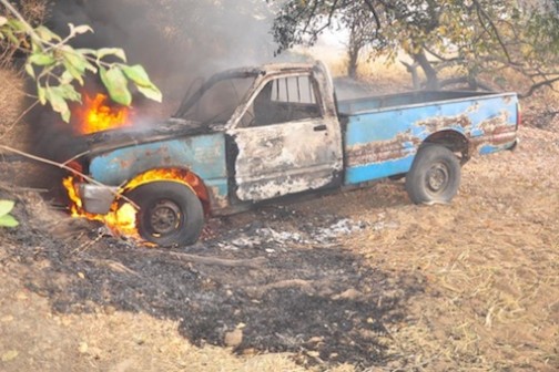 Nigerian Troops burn a truck belonging to Boko Haram