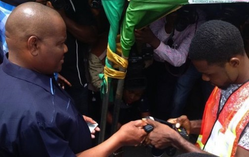 Governor Nyesom Wike getting accredited to vote