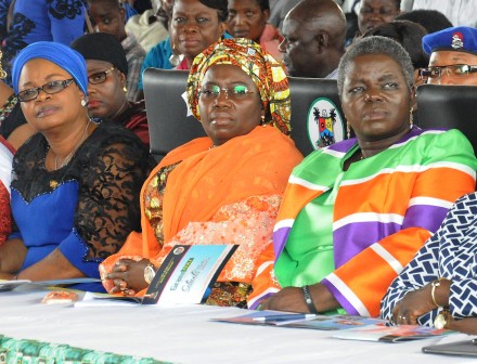 Special Adviser to Governor Akinwunmi Ambode on Housing, Mrs Aramide Giwanson, Deputy Governor of Lagos State, Dr Idiat Oluranti Adebule and Permanent Secretary, Lagos State Ministry of Education, Mrs Olabisi Ariyo at the 2016 Lagos Schools Debate competition held at the Blue Roof, Lagos Television Agidingbi, Ikeja Lagos on Thursday, March 10, 2016. 
