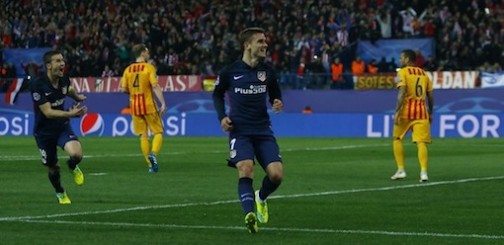 Antoine Griezmann celebrates after scoring his second goal of the evening