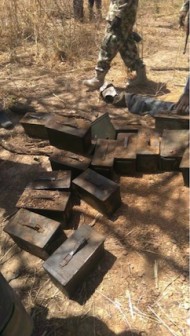 A cache of arms recovered from Boko Haram by Nigerian troops