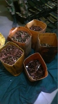 A cache of arms recovered from Boko Haram by Nigerian troops