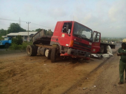 The truck involved in the accident
