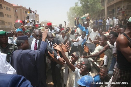 Prof Yemi Osinbajo was almost mobbed in Kano by the joyous residents