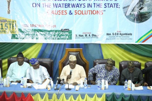 Mudashiru Obasa with other principal officers of the House.