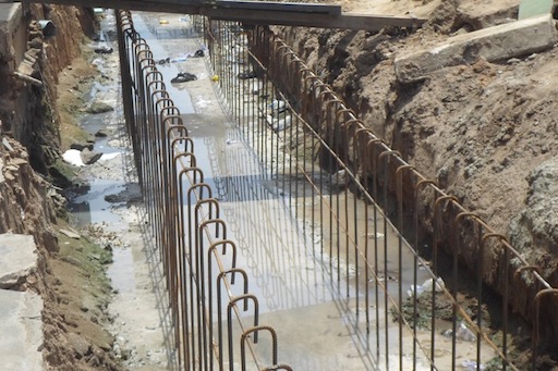 Ongoing drainage construction on Durojaiye Street