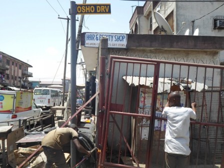 A gated street destroyed