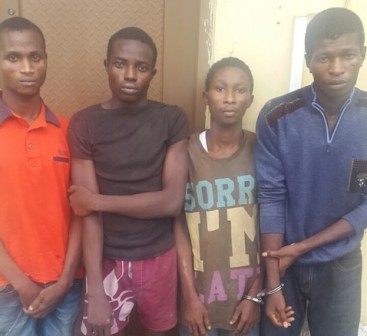 The arrested suspects: Henry Ajie, 23; Bright Ajie ,22; Dadison Ogadima, 22 and Sampson Dibia, 30