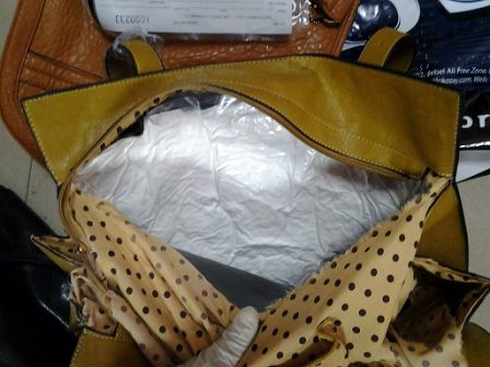 A file copy of cocaine discovered in a handbag