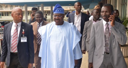 Ajimobi, centre, at the UCH today