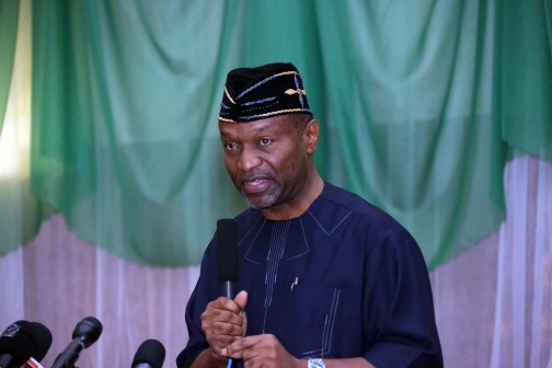 BUDGET BREAKDOWN 0A&B. R-L; Minister of Budget and National Planning, Senator Udoma Udo Udoma presenting the 2016 budget breakdown at the State House in Abuja. PHOTO; SUNDAY AGHAEZE. MAY 12 2016.