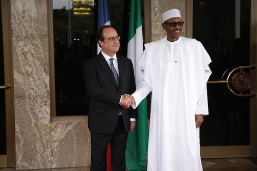 FILE PHOTO: President Francois Hollande and President Muhammadu Buhari