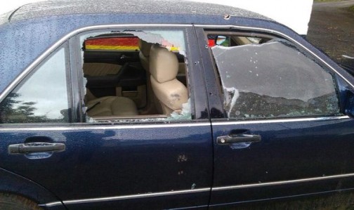 A view of the car after Jacob Juma was shot dead