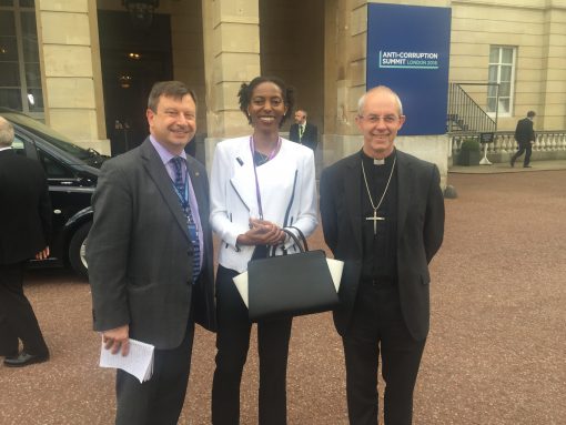 Dr. Amy Jadesimi pictured here with the British High Commissioner to Nigeria, Mr. Paul Arkwright and The Archbishop of Canterbury, Justin Welby at the venue of the Summit.