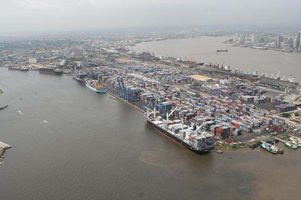 An aerial view of Lagos sea port
