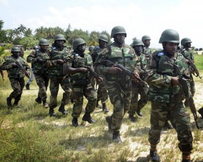 Nigerian soldiers on the move
