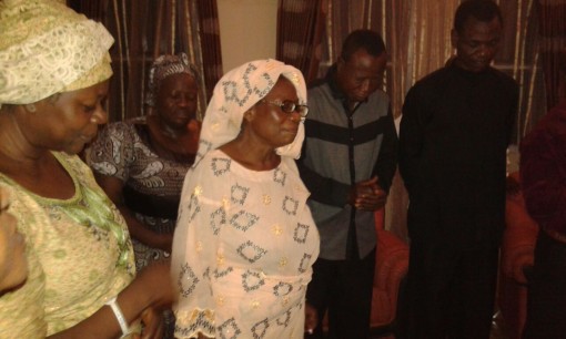Senator Iyabo Anisulowo and members of her family members at the prayer session