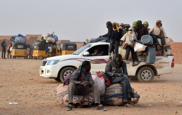 Migrants waiting for transport in Agadez Niger