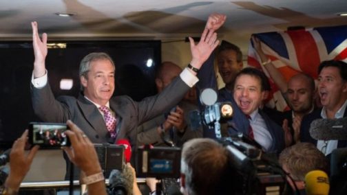 Nigel Farage: UKIP leader celebrating Brexit