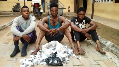 The three Awawa cult members arrested in Lagos by the taskforce