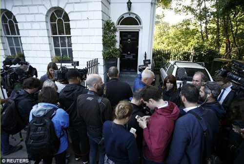 Journalists awaited him outside his Islington home. Photo: Daily Mail of London