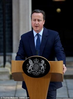 David Cameron delivering his emotional resignation speech