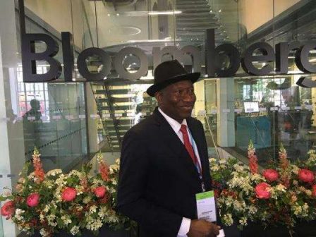 Former President Goodluck Jonathan at the Bloomberg Studio in London