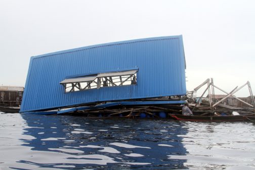 Makoko floating school collapsed after a heavy rain on Tuesday 7 June, 2016