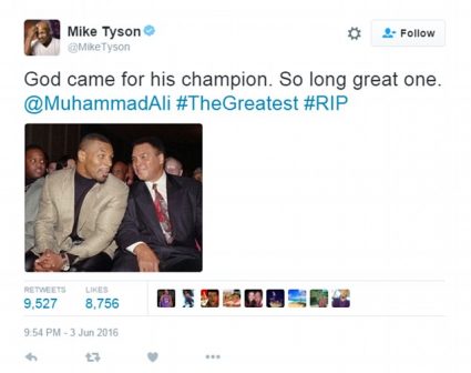 Mike Tyson and Muhammad Ali posted on twitter by Tyson