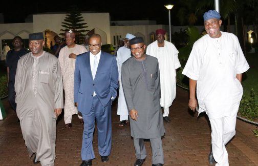 Service chiefs and the Inspector General of Police and other security aides of the president arriving the presidential villa for the Ramadan breaking of fast and farewell dinner for the outgoing Inspector-General of Police, Solomon Arase