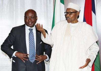  R-L; President Muhammadu Buhari and former President ADB and Special Envoy African Union Peace Fund, Dr Donald Kaberuka 