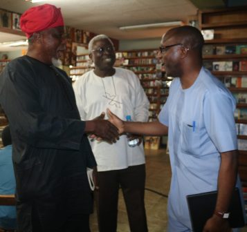 L-R: Mr. Tunde Fagbenle, Prof. Niyi Osundare, and Mr. Laolu Akande