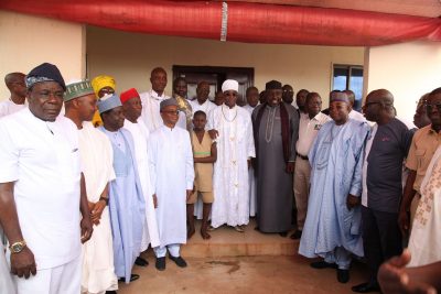 The Crown Prince of Benin Kingdom, His Royal Highness, Eheneden Erediauwa, Edaiken N'Uselu, and members of the Progressives Governors' Forum, during their visit to the Crown Prince, on Saturday.