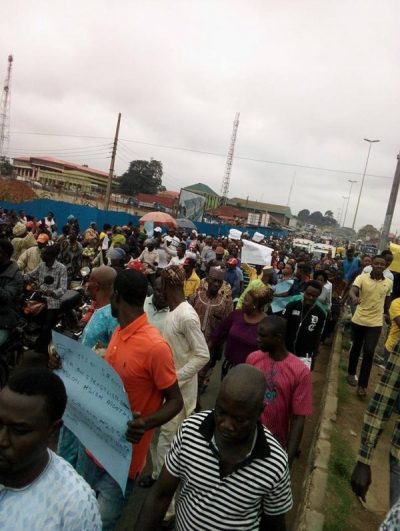 Mass protest in Ado Ekiti against Governor Ayodele Fayose