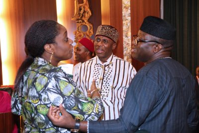 L-R; Minister of Finance, Mrs Kemi Adeosun, Minister of Transportation, Mr Rotimi Amaechi and Minister of Solid Minerals, Dr Kayode Fayemi at the FEC meeting