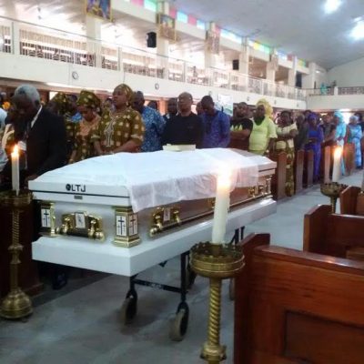 The remains of the Late Stephen Keshi in a coffin