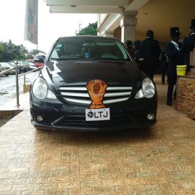 The car which brought the corpse of the late Super Eagles coach