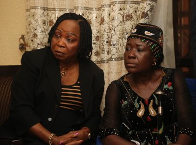 Chairman, Civil Service Commission, Dame Nkem Okwuofu and Pat Ajudua, during the governor's condolence visit to the family of Late Stephen Keshi, at Illah, Delta State. 