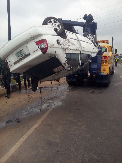 The car being removed from the river