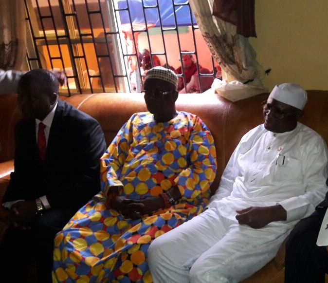 L-R: Special Adviser to the Governor on Community and Communication, Kehinde Bamigbetan; the Oniba of Iba land, Oba Goriola Oseni and the Commissioner for Local Government and Community Affairs, Muslim Folami during the visit to the palace on Monday.