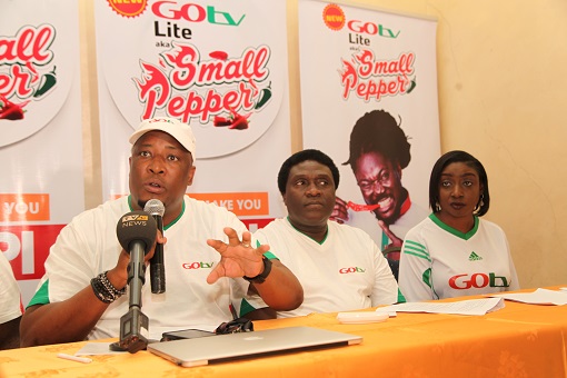 L-R: Martin Mabutho, General Manager, Marketing and Sales, MultiChoice Nigeria; Akinola Salu, General Manager, GOtv and Efe Obiomah, Public Relations Manager, GOtv during the Press Conference on the launch of GOtv Lite aka Small Pepper held at The Regent Hotel, 25, Joel Ogunnaike Street, GRA, Ikeja, Lagos today Tuesday 23rd of August, 2016