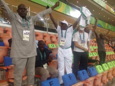 Sports minister, Solomon Dalung, others celebrate Nigeria's 1-0 victory over Sweden