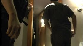 Police entered the room to pick him up