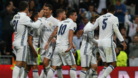 Madrid players celebrate one of their goals