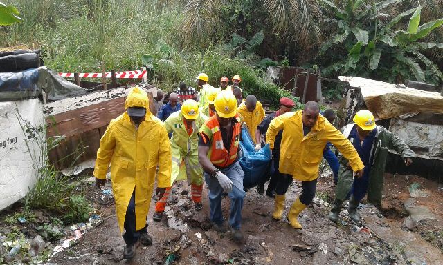 The victim being carried by LASEMA officials