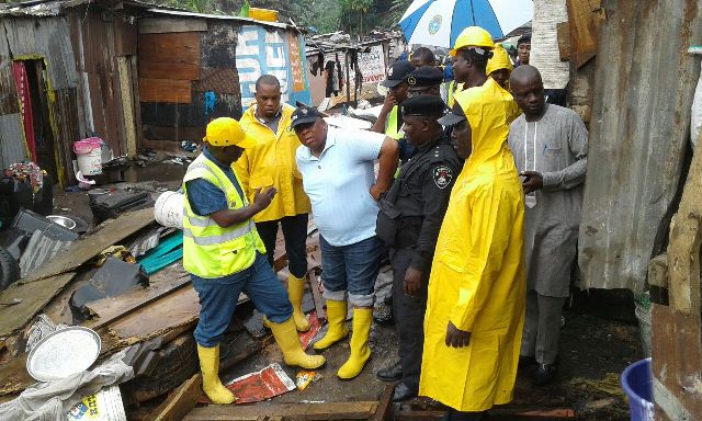 Lagos Environment Commissioner, Dr. Samuel Adejare at the scene