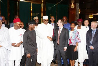 President Muhammadu Buhari and others welcome Zuckerberg to Aso Rock