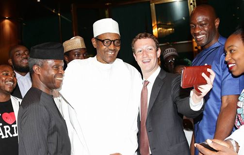 Zuckerberg takes a selfie with the Nigerian president and others