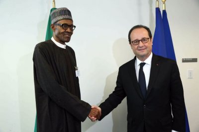 President Muhammadu Buhari and the French President Francois Hollande in New York