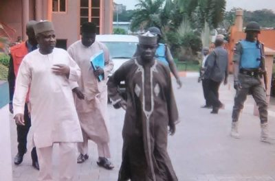 The naval chiefs arriving in court to face the N600m fraud charge